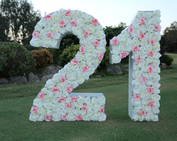 Flowers embedded giant letter 21 hire