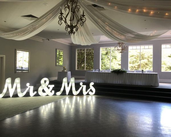 Mr & Mrs giant marquee letter hire Melbourne