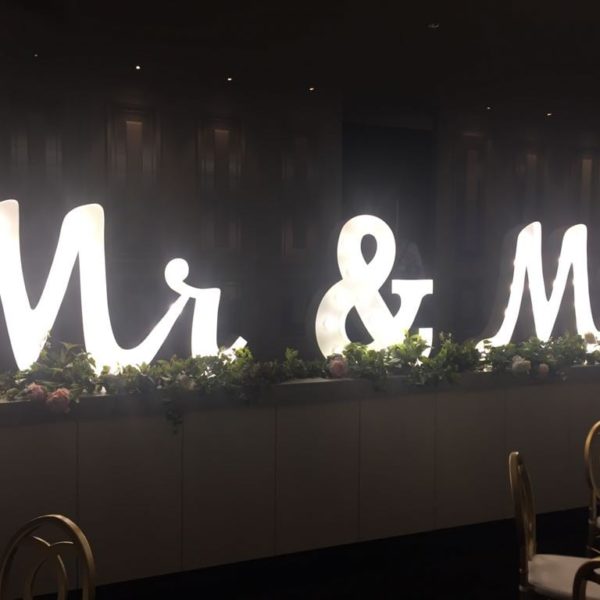 Mr & Mrs LED Lights Letters hire